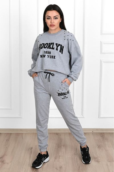 Koza Butik Κείμενο εμπριμέ γυναικεία αθλητική φόρμα - Staple Detailed 3647-23