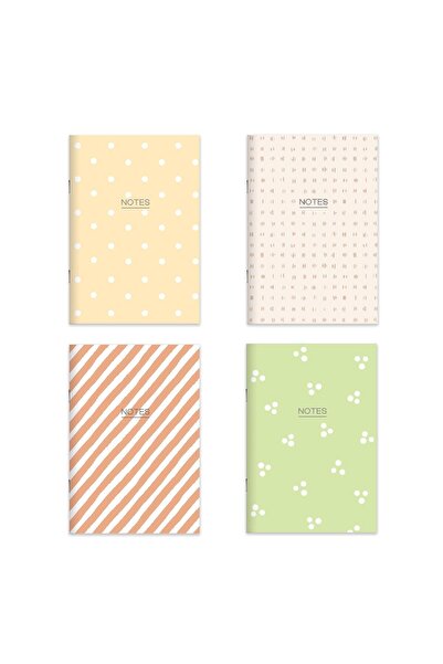 KESKİN COLOR Karton Kapak Hafif Kağıt Defter 4'Lü Set-Toprak (2Çizgili+2Düz) 14*20 24 Yp.
