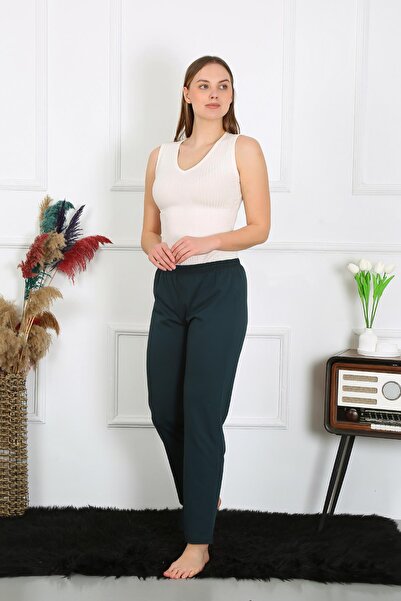 Akbeniz Γυναικείες βαμβακερές χτενισμένες πιτζάμες βενζίνης - μονό πάτο 27514