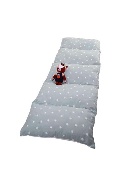 Bundera Puf Gri Yıldızlı Çocuk Katlanır Yer Minderi Bebek Yer Yatağı 5 Bölmeli Yastık Oyun Halısı