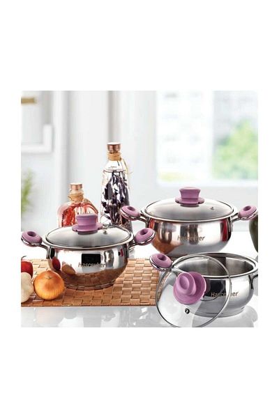 Hascevher 3-Piece Cookware Set 6 Pieces Begonia
