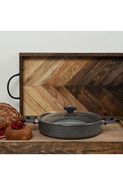 Mehtap Gray Granite Karnıyarık Pot 28 Cm