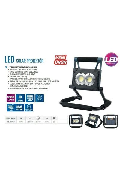 Klaus Solar Led Projektör ke47718 10 w 4000 Mah 1000 Lümen