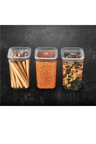 VİP AHMET Sude Square Storage Container 1200 Ml X 3 Food Container 3 Pieces Set