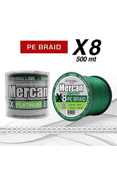 MERCAN MİSİNA Mercan Pe Örgü Platinum 8x Ip 500 M Yeşil Misina