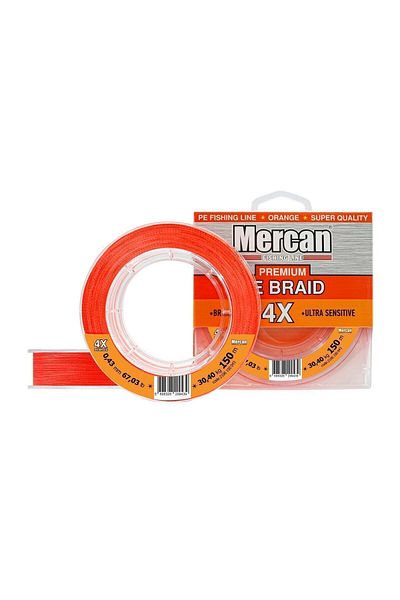 Mercan Premium Pe X4 - 150m Orange Braid Rope Spool Fish Tape