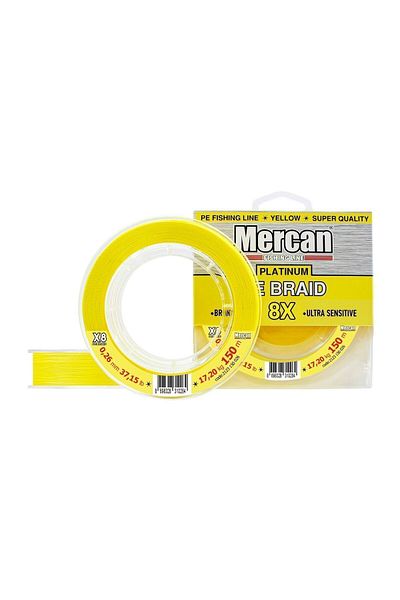 Mercan Pe Knitted Platinum X8 Yellow Rope 150m Reel Fishing Line