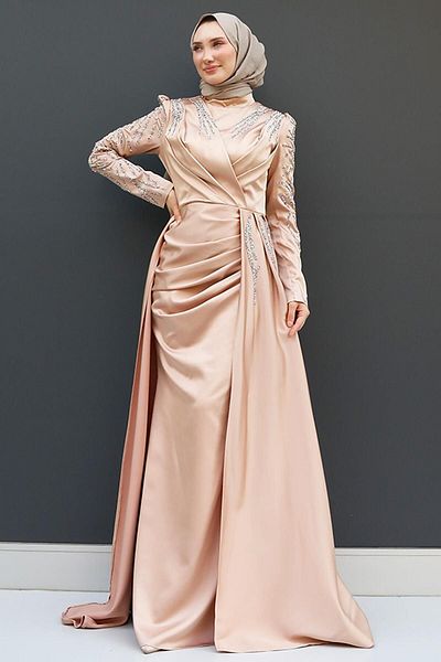GİZ AGİYİM Βραδινό φόρεμα Asia Gold Hijab