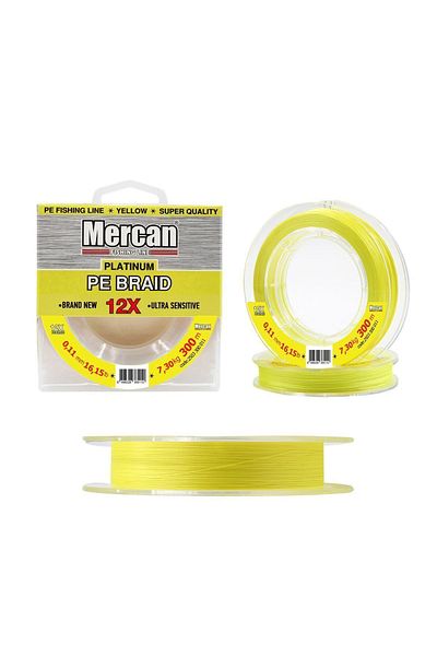 Mercan Pe Knitted Platinum X12 Yellow Thread 300m Reel Fishing Line