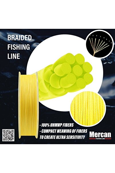Mercan Pe Knitted Platinum X8 Yellow Rope 150m Reel Fishing Line