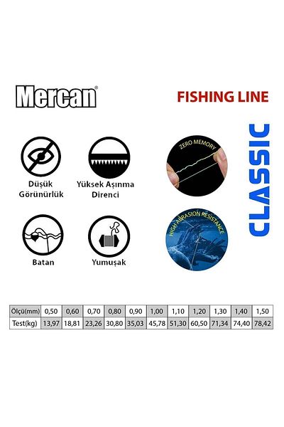 MERCAN MİSİNA Linie de pescuit Mercan Classic 1000 M Green Hasp