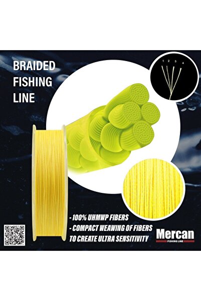 Mercan Yellow Color Premium X4 Pe Reel Fishing Line - Rope 300m