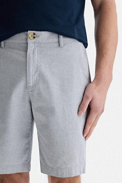 UCLA PALISADES Men's Gray Linen Shorts - Plain Standard Fit