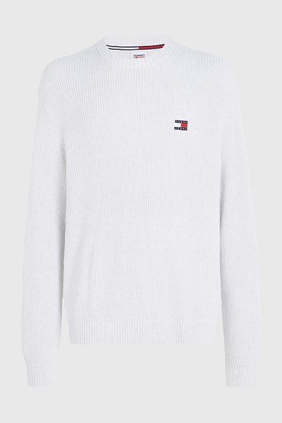 Tommy Hilfiger Men's Tommy Hilfiger Logo Pure Organic Cotton Crew Neck Off-Shoulder Sweatshirt Gray Pullover Dm0dm17