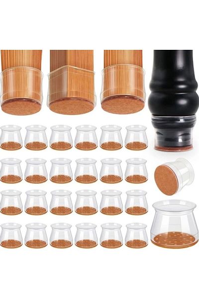 Yenigeldi 24 τεμάχια τσόχα καρέκλας σιγαστήρα - 2cm και 2,8cm προστατευτικό δαπέδου αντιολισθητικό