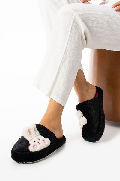 AlbiShoes Γυναικείες χειμερινές απαλές βελούδινες παντόφλες εσωτερικού χώρου με φιγούρα κουνελιού