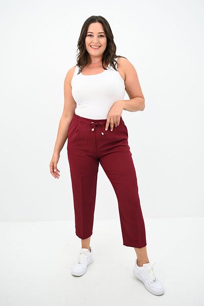 Koza Butik High Waist Draped Women's Plus Size Trousers - 6201-25