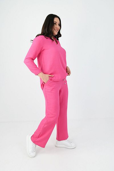 Koza Butik Γυναικείο Σετ Λινό Πόλο Λαιμόκοψης Plus Size 8071-24