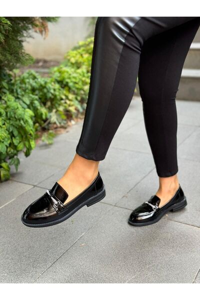 DİVA Diva Siyah Rugan Taşlı Günlük Kadın Ayakkabı