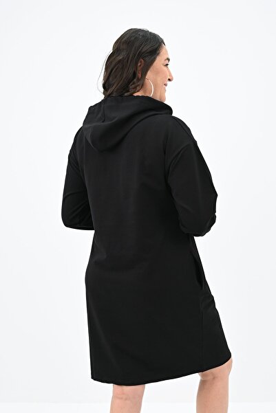 Koza Butik Kadın Büyük Beden Yaka Düğmeli Kapüşonlu Tunik 5207-24