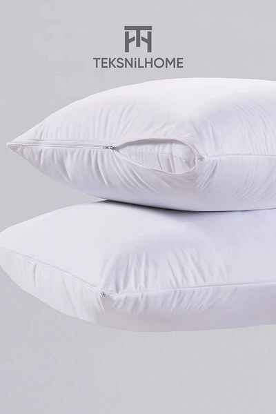 TeksNil Home 5 White Zippered Pillow Cases - 50X70Cm |   Pillow Inner Cover Mattress Milt