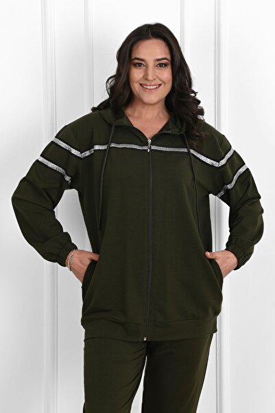 Koza Butik Γυναικείο Σετ Φούτερ με λεπτομέρειες μεγάλου μεγέθους 3671-23