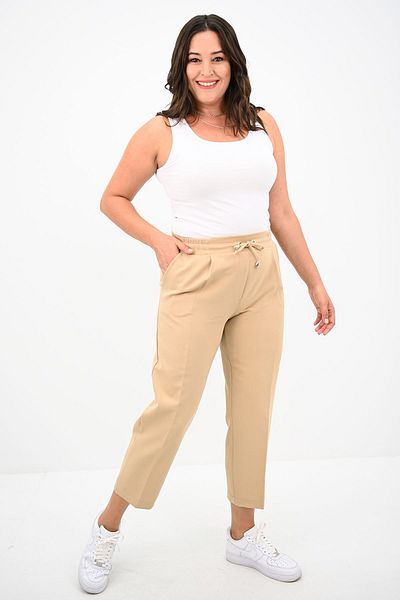 Koza Butik High Waist Draped Women's Plus Size Trousers - 6201-25