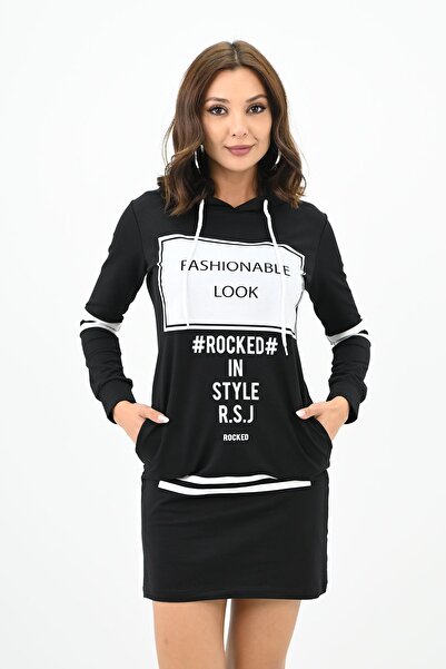 Koza Butik Rochie hanorac de damă cu glugă imprimată - 7004