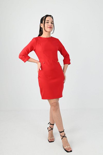 Koza Butik Rochie de damă cu detaliu cu nasturi 5202-24
