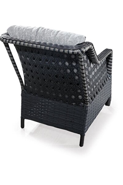 Tu Tienda Ronda Alüminyum 3 1 1 2puf Masa Rattan Bahçe Balkon Mobilyası,örgü Renk Antrasit/kayrak Gri