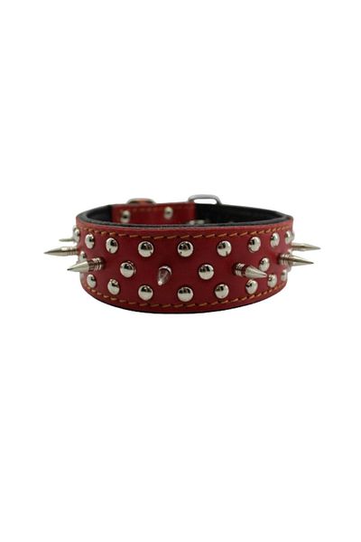 MgTasma Gladiator Barbed Neck Collar - Special Design, Genuine Buffalo Leather, Dog Collar