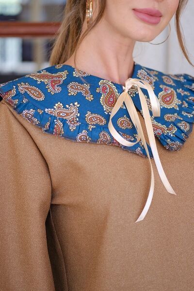 KÜÇÜĞÜM BUTİK Petrol Yeşili Şal Desen Yakalık