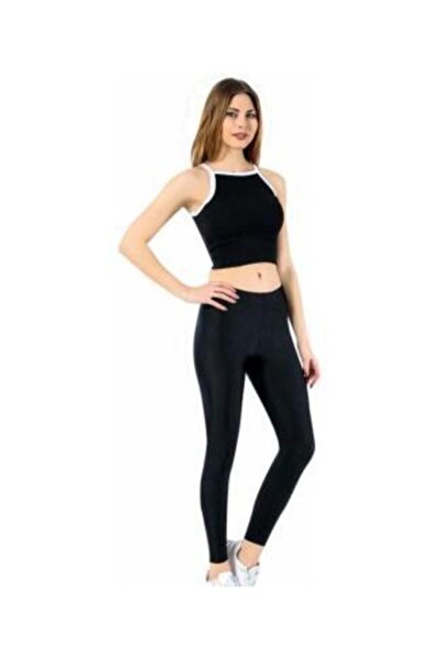 Momslab Crne ženske tajice sa rebrastim uzorkom Somot