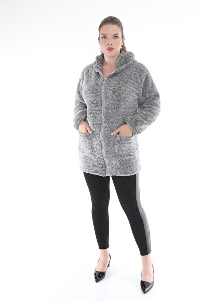 KSV Collection Plus Size Grey Plush Cardigan Hoodie