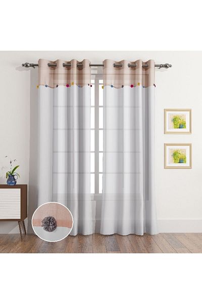 Home Box Nordic 2-Piece Sheer Extra Long Curtain Set - 140x300 cm