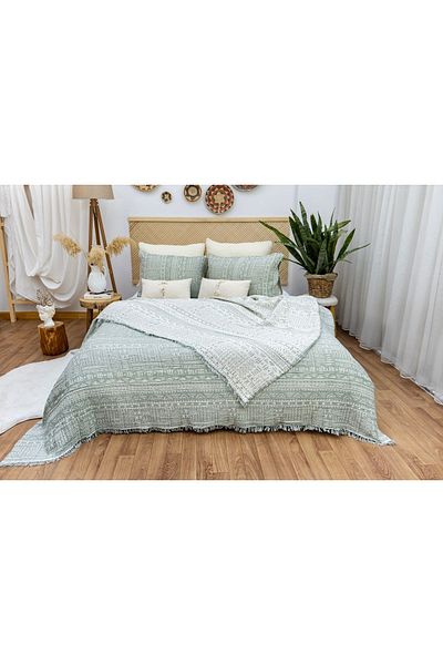 destinyhometex Μοτίβο Αζτέκων 4 στρώσεων - 100% βαμβάκι Multi Muslin Oversize Διπλό Μέγεθος 240x260 cm