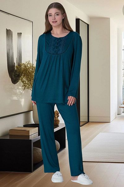 Mecit Pijama Σετ γυναικείες πιτζάμες από βαμβακερό μακρυμάνικο