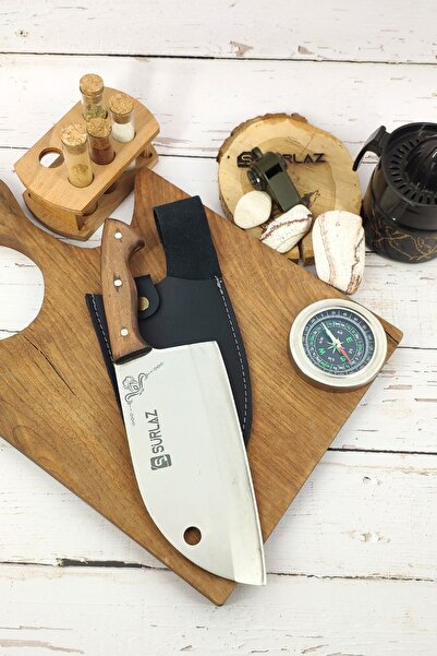 SürLaz Sürmene El Yapımı Mutfak Satır Şef Bıçağı Kılıf Hediyeli