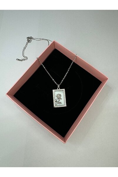 CT STONES قلادة التارو الفولاذية المصنوعة من حجر الزركون الوردي