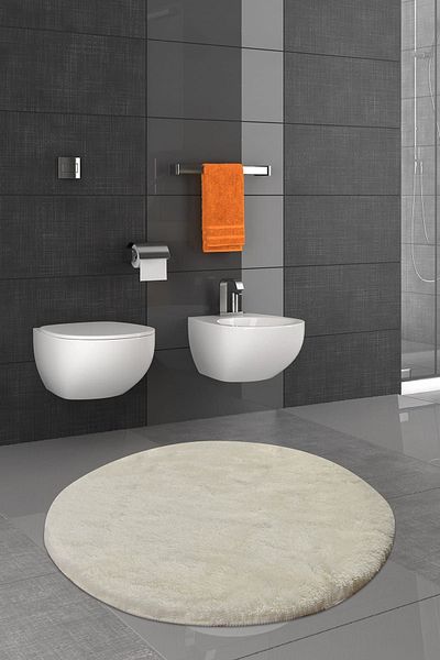 Chilai Home Εκρού Χρώμα 90x90 εκ. Μοκέτα Μπάνιου - Πατάκι Πόρτας Ακρυλικό
