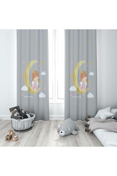 Lolla Ayda Princess Gray Background Curtain 138