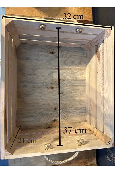 DesignWooden Dekoratif Ahşap Kasa Sandık Çok Amaçlı Kasa Kitaplık Iç Derinlik 21 Cm, En 32 Cm, Uzunluk 37 Cm