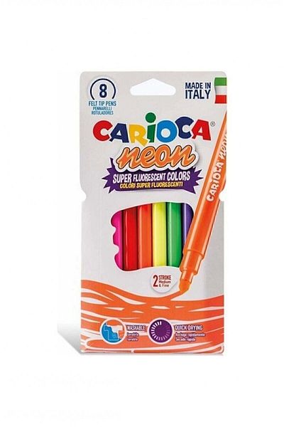 CARIOCA Set de 8 creioane colorate cu pâslă lavabilă cu neon