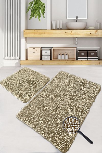 Chilai Home Σετ χαλιών και χαλιών μπάνιου Cotton Stone 2 τεμαχίων