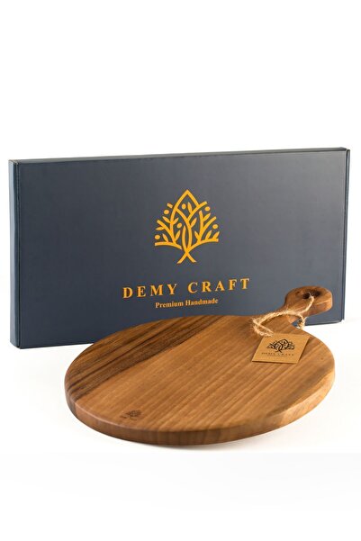 Demy Craft لوح تقطيع للعرض مصنوع يدويًا من خشب الجوز بمقبض دائري