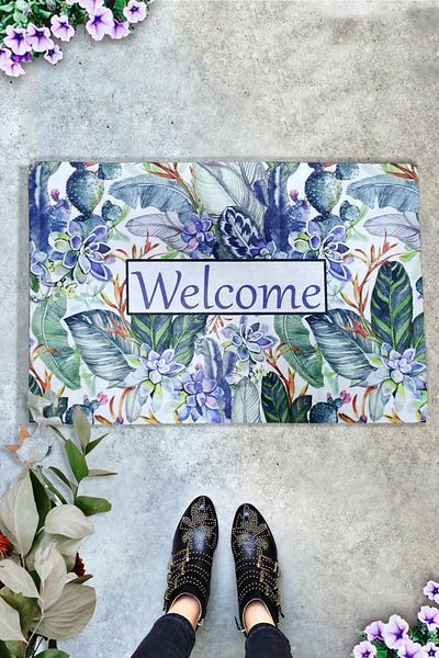Chilai Home Guava Interior and Exterior PVC Door Mat, Patterned Mat