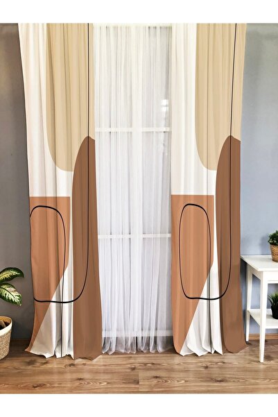 Evmila Modern Desenli Bebek Ve Çocuk Odası Tek Kanat Fon Perde - Beyaz