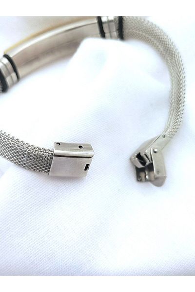 Herşey Nota Gold Colored Sailor Sailor - Anchor Figured, Mesh Cord, Stainless Steel Men's Bracelet