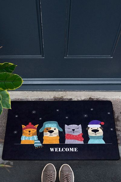 Chilai Home Cute Decorative Interior and Exterior Doorway Mats PVC Base