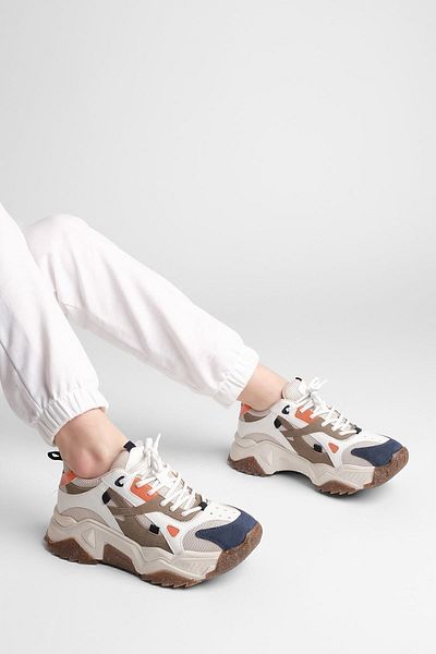 Marjin Damen Sneaker mit hoher Sohle, Schnürschuh, Sportschuh Edisa Powder